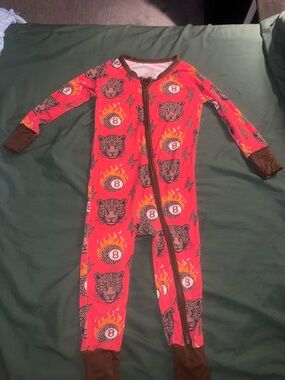 Snug Bug Co Red Leopard Print One-Piece Bamboo Sleeper